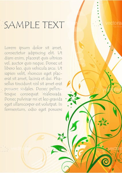 Orange and Green Floral Background with Sample Text